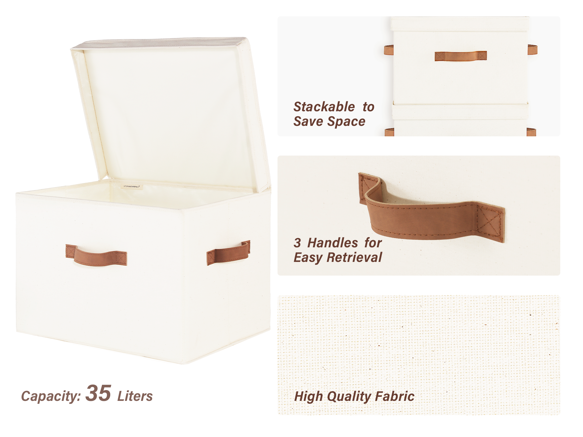 Fabric Storage Bins with Lid, 2-Pack