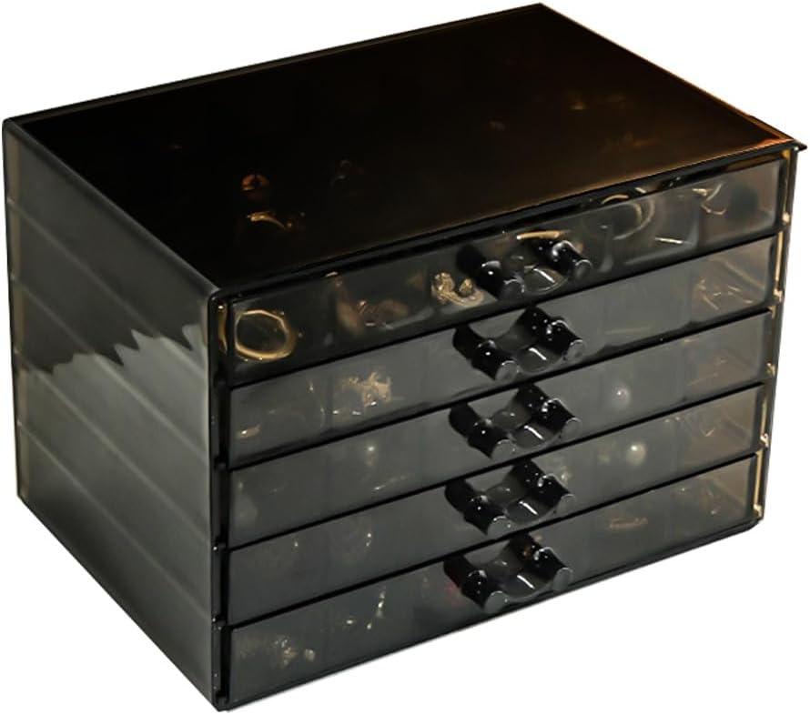 Earring Storage Box Organizer, Acrylic Jewelry Storage Box Holder 5 Drawers Transparent Jewelry Display Stand