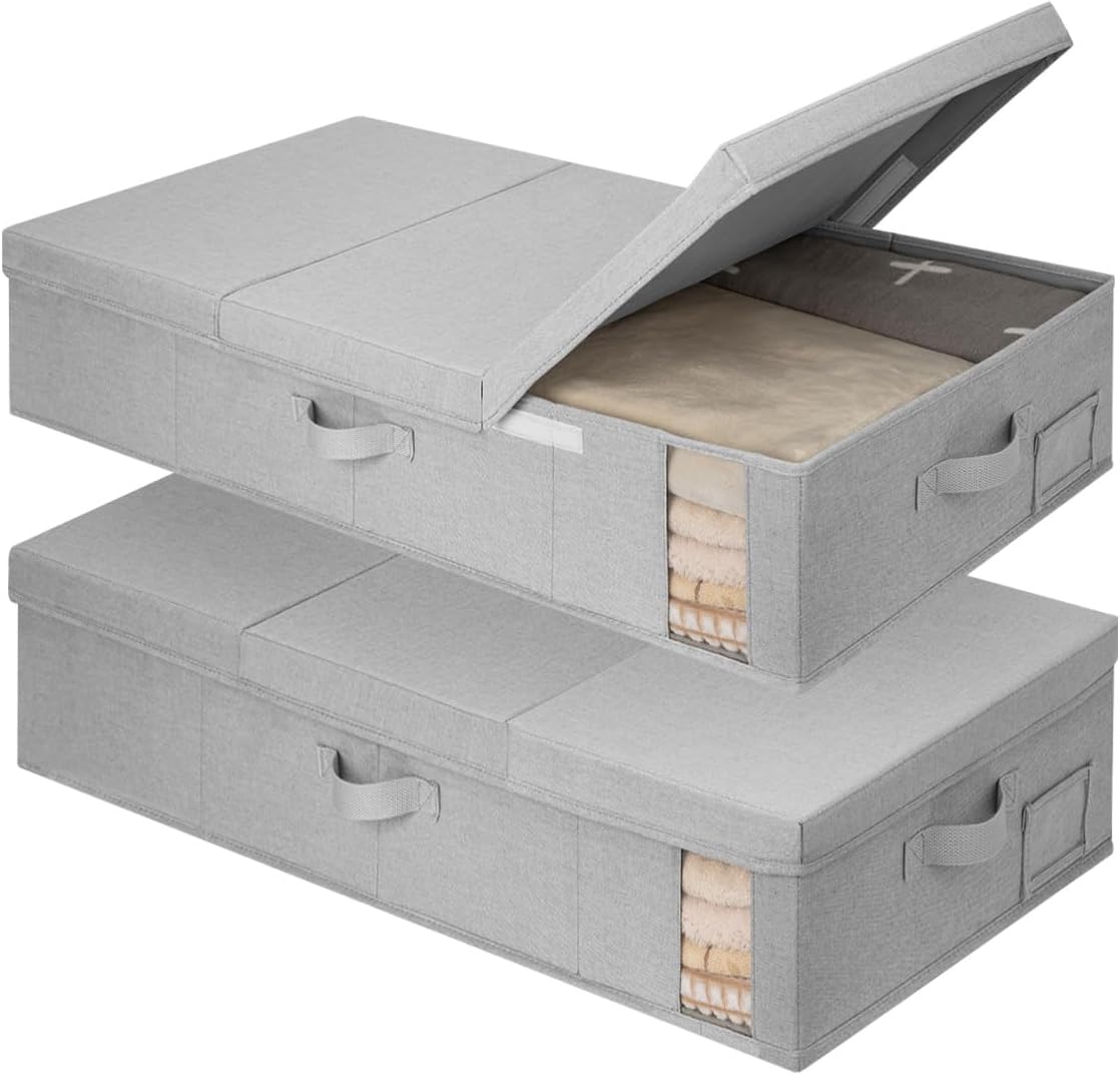 Under Bed Storage Bins with Lids, 2 Pack