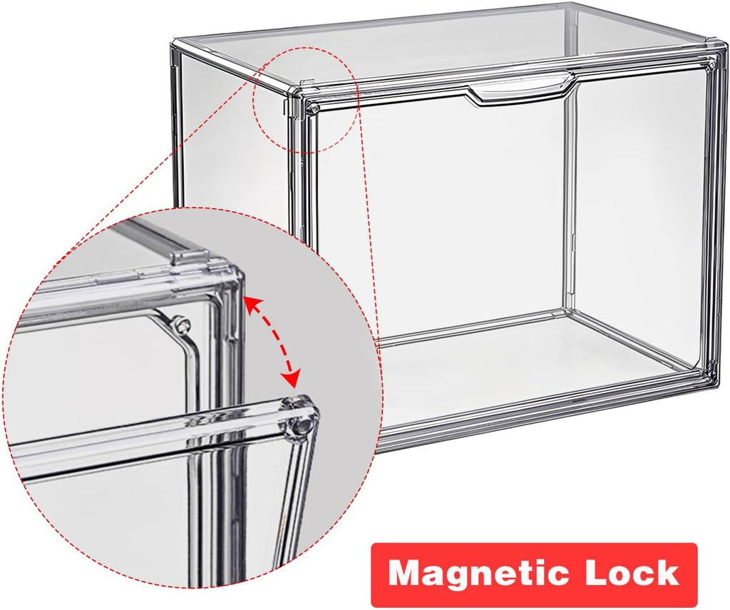 Clear Stackable Plastic Storage Bins with Magnetic Lid, Dustproof Book