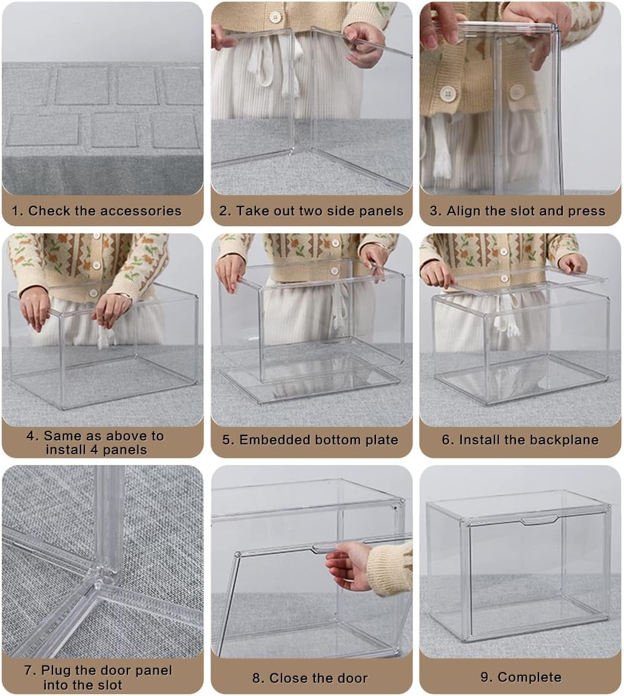 Clear Stackable Plastic Storage Bins with Magnetic Lid, Dustproof Book