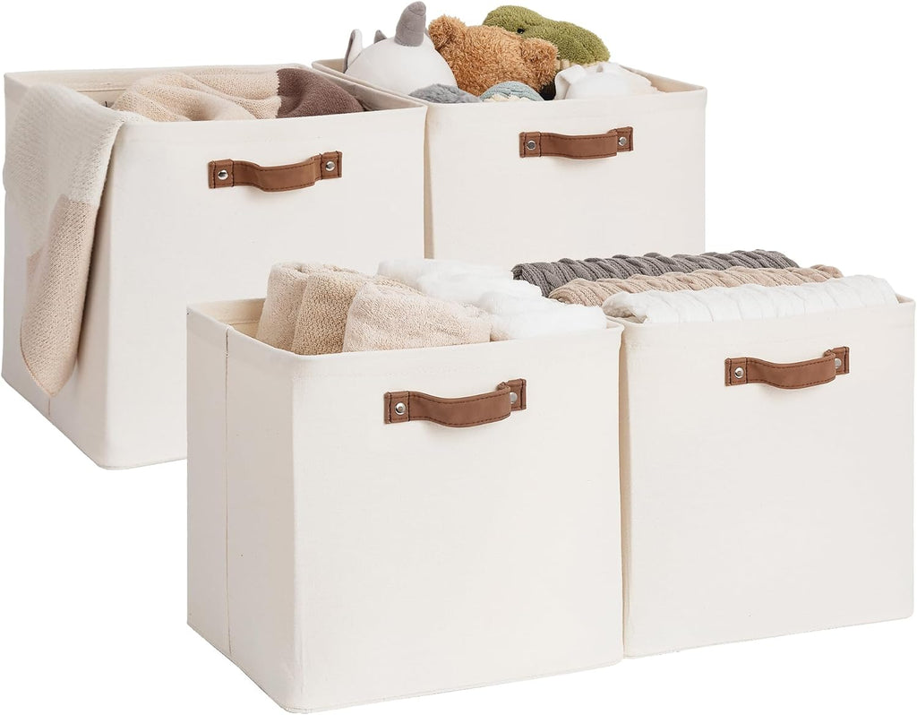 13x13 Inches Storage Cube, Fabric Storage Bins with PU Handles