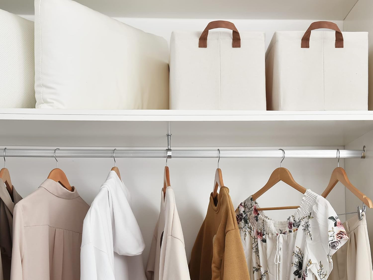 Storage Baskets for Shelves with Metal Frame, 4-Pack