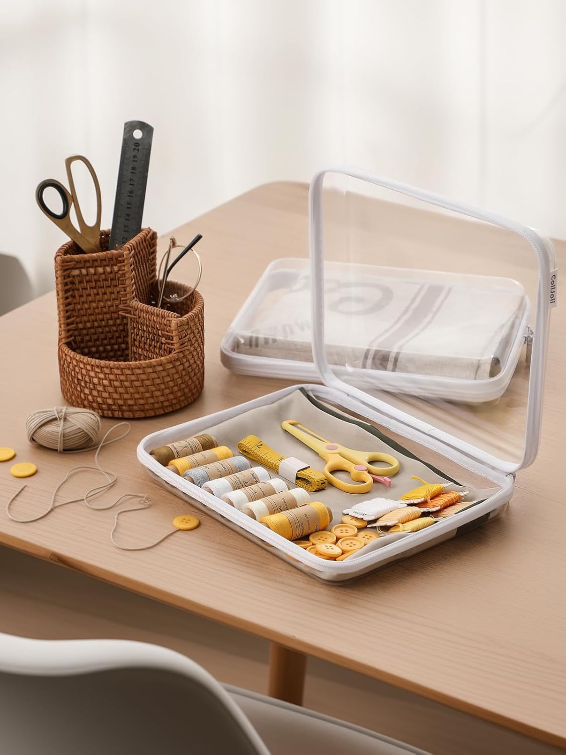 3PCS Large Clear Hard Shell Zippered Case, Diaper Bag Organizing Pouches