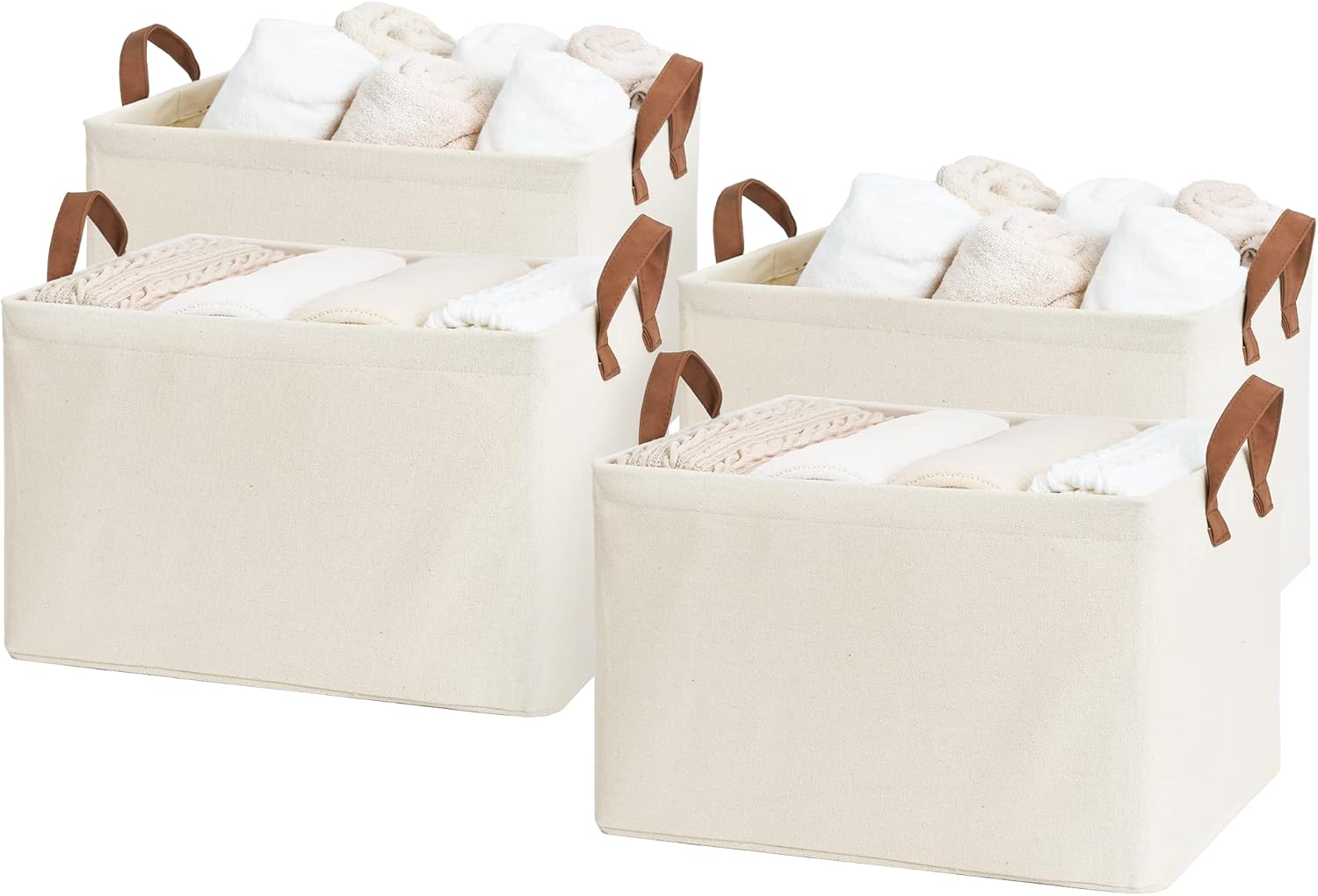 Storage Baskets for Shelves with Metal Frame, 4-Pack