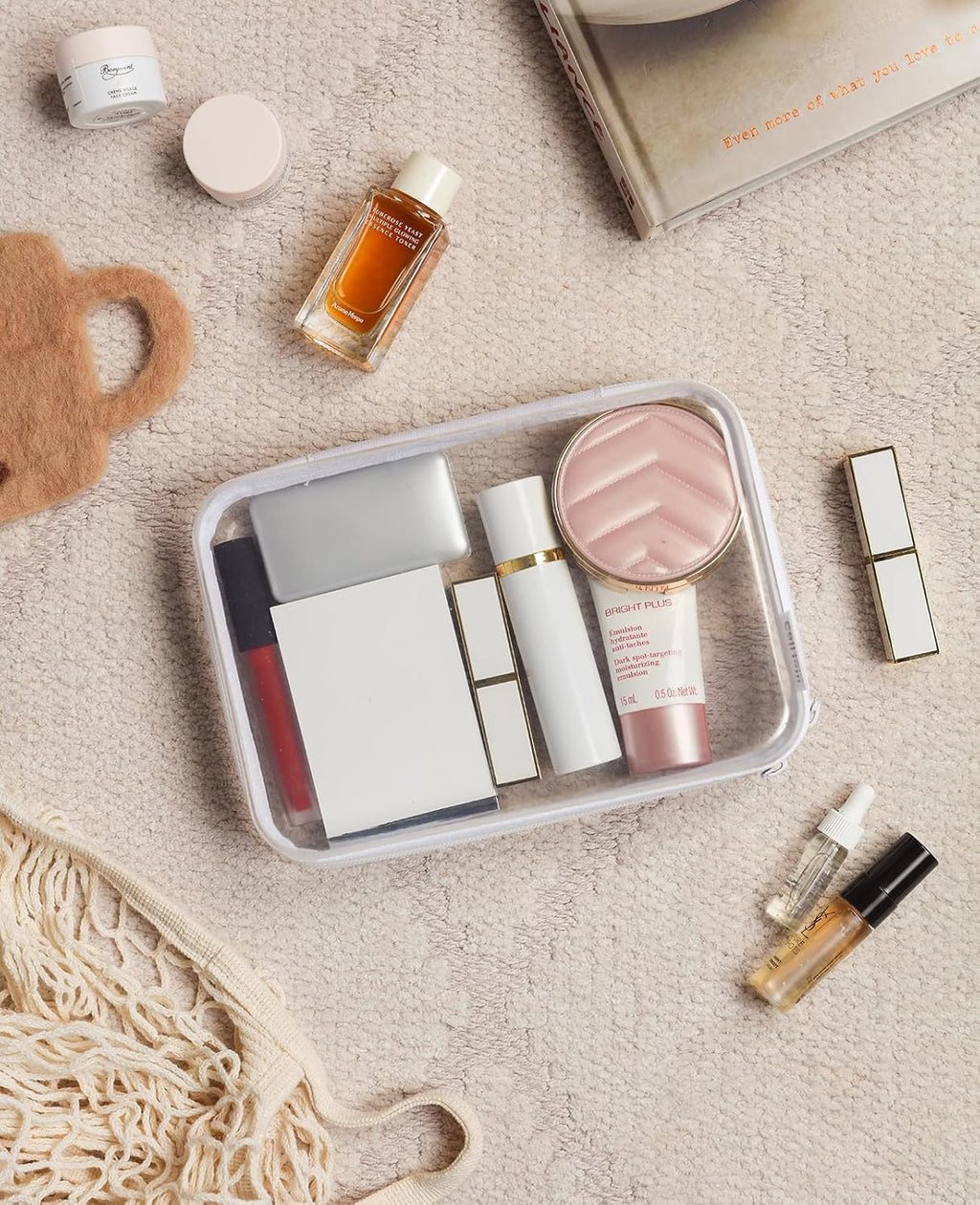 3PCS Large Clear Hard Shell Zippered Case, Diaper Bag Organizing Pouches