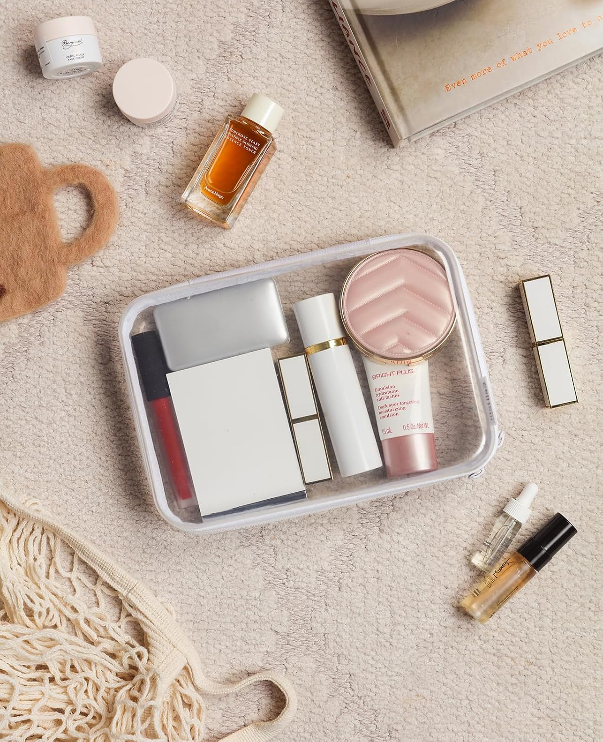 3PCS Large Clear Hard Shell Zippered Case, Diaper Bag Organizing Pouches