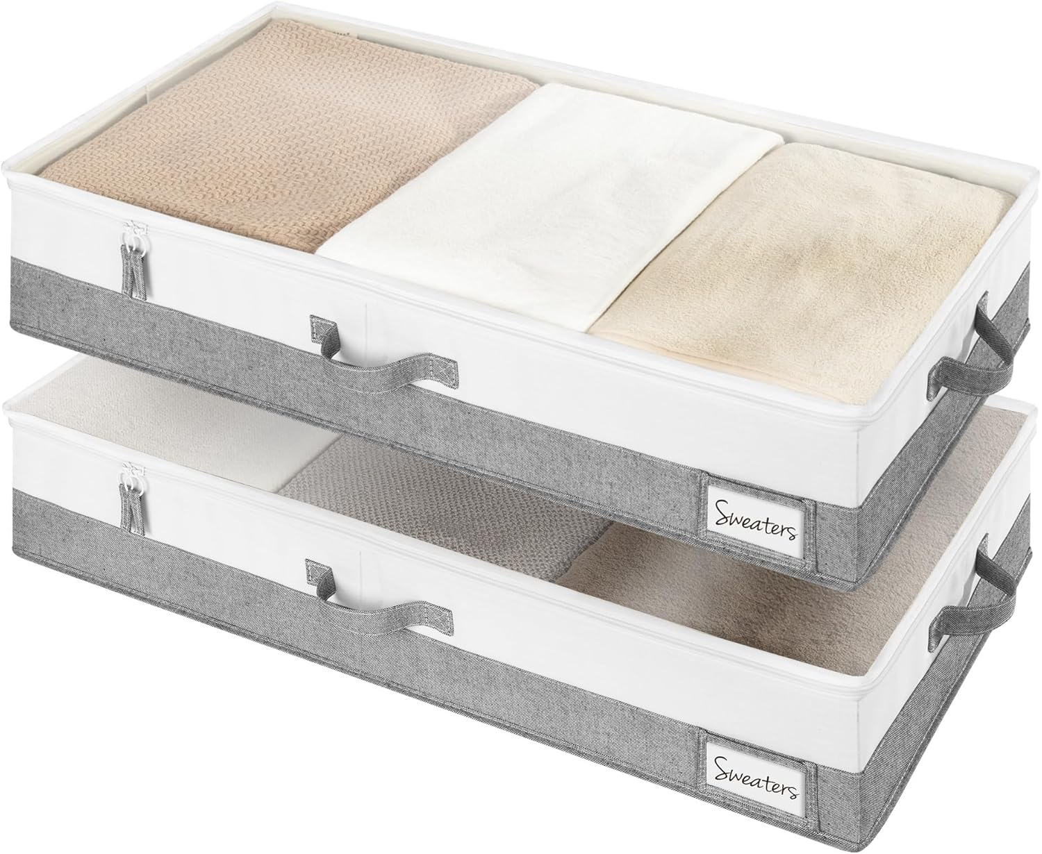 Under Bed Storage Containers with Handles and Label Holder, 2 Pack