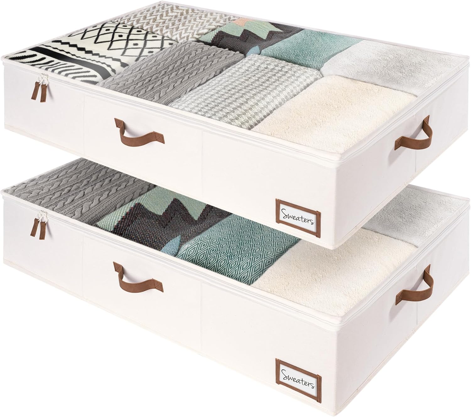 Under Bed Storage Containers with Handles and Label Holder, 2 Pack