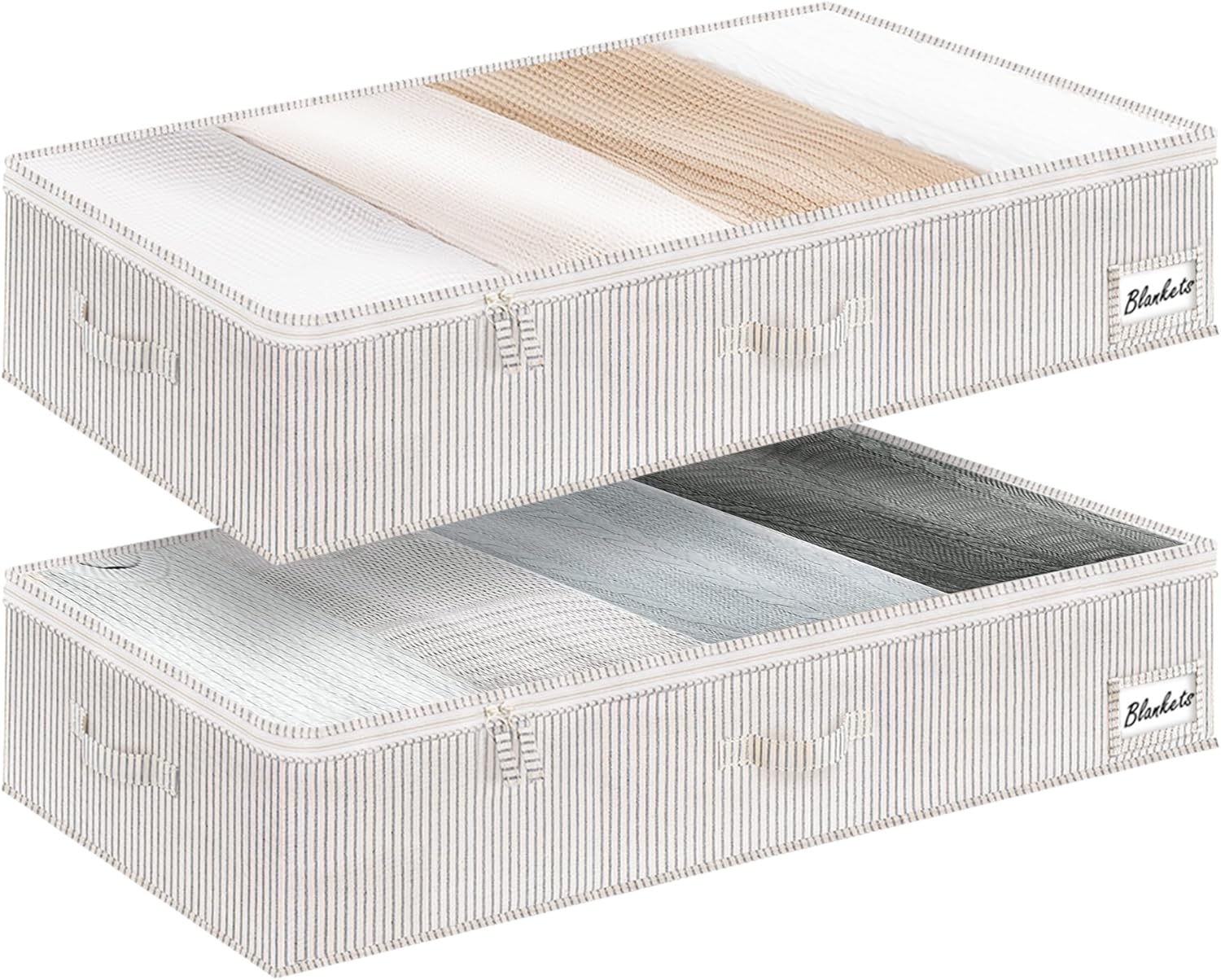 Under Bed Storage Containers with Handles and Label Holder, 2 Pack
