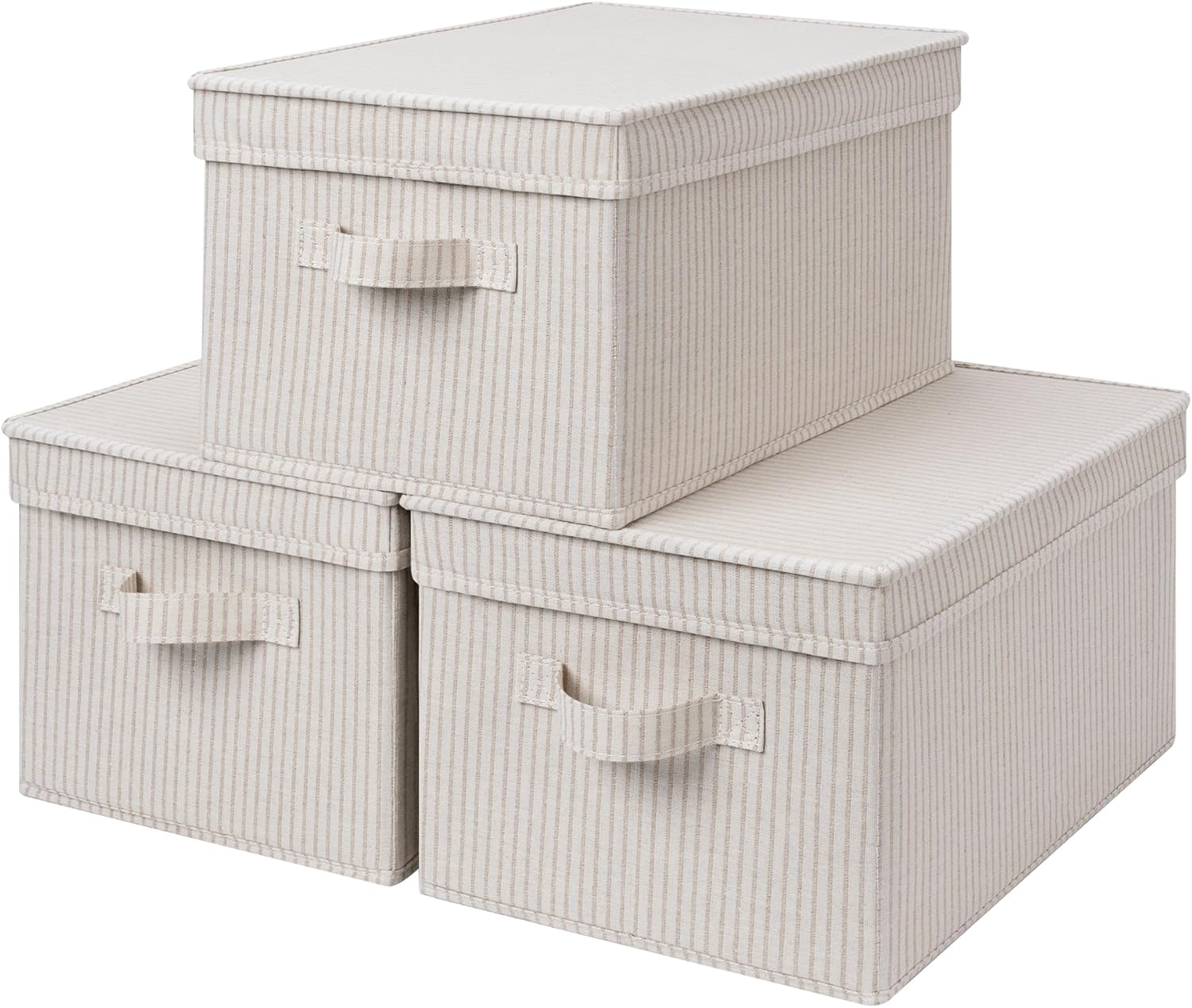 Lidded Large Storage Bins, Foldable Decorative Boxes, 3-Pack