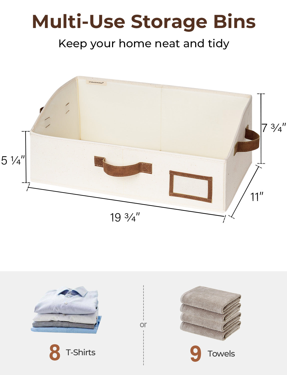 Closet Storage Bins, Trapezoid Storage Box, 3-Pack