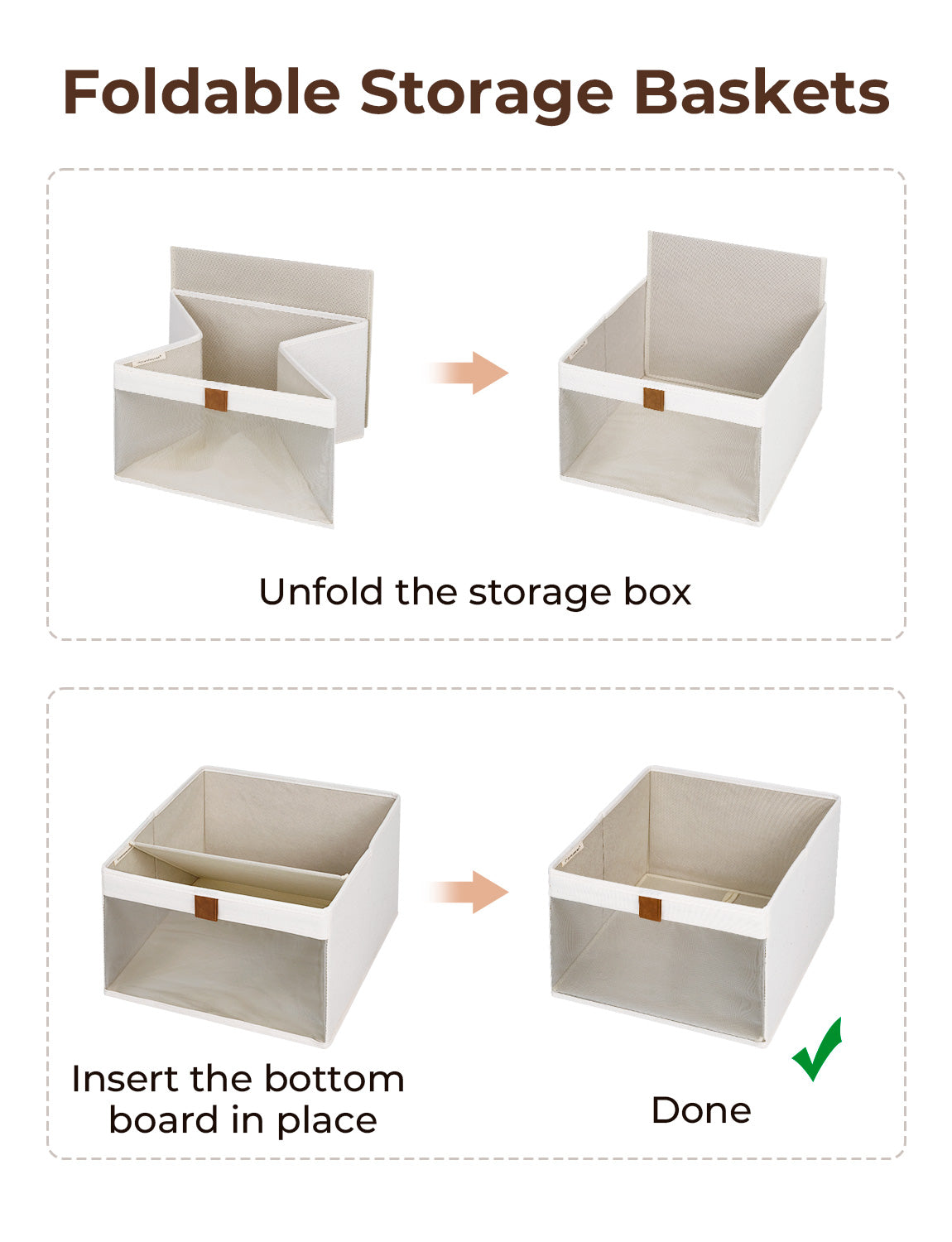 Closet Storage Bins with Clear Window and Handles, 3 Pack