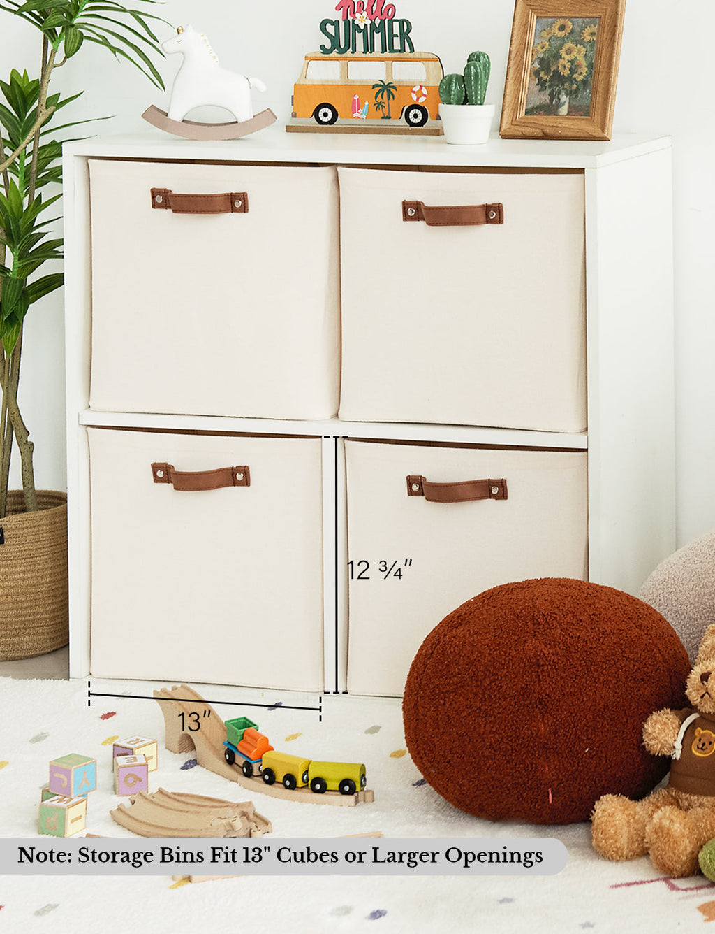 13x13 Inches Storage Cube, Fabric Storage Bins with PU Handles