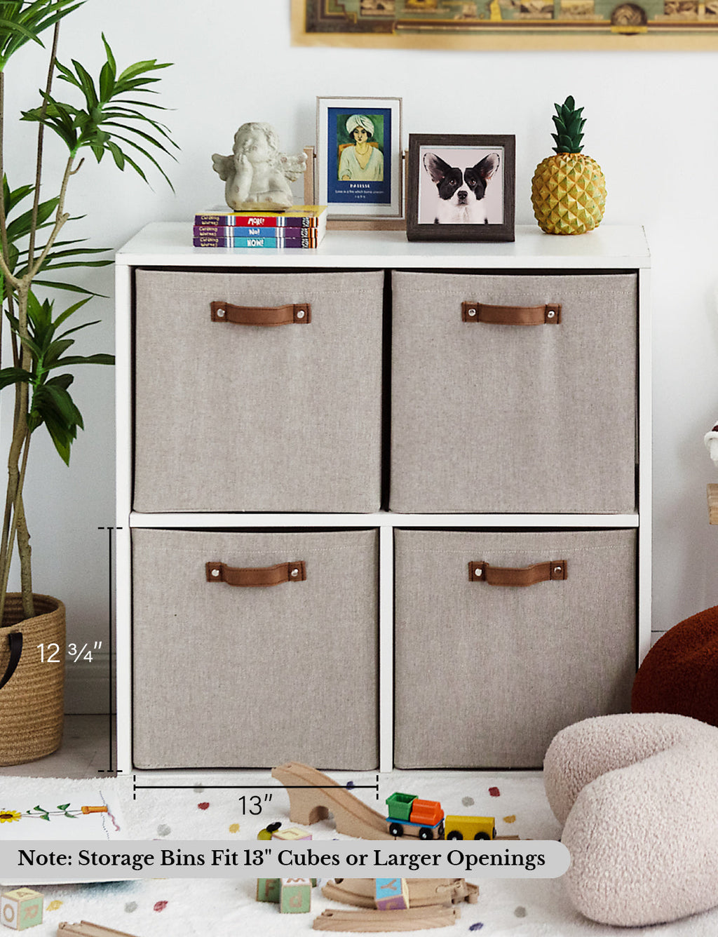 13x13 Inches Storage Cube, Fabric Storage Bins with PU Handles