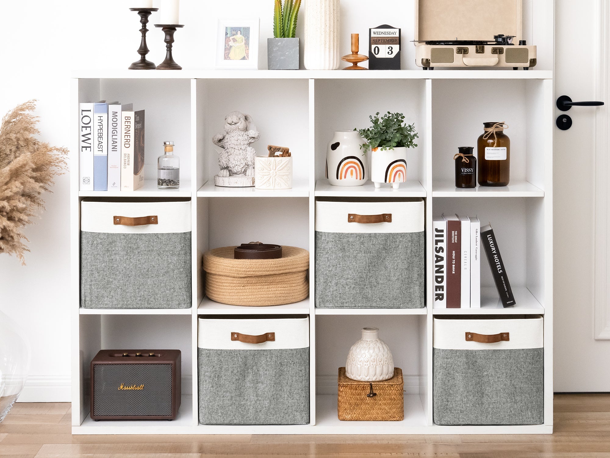 13x13 Inches Storage Cube, Fabric Storage Bins with PU Handles