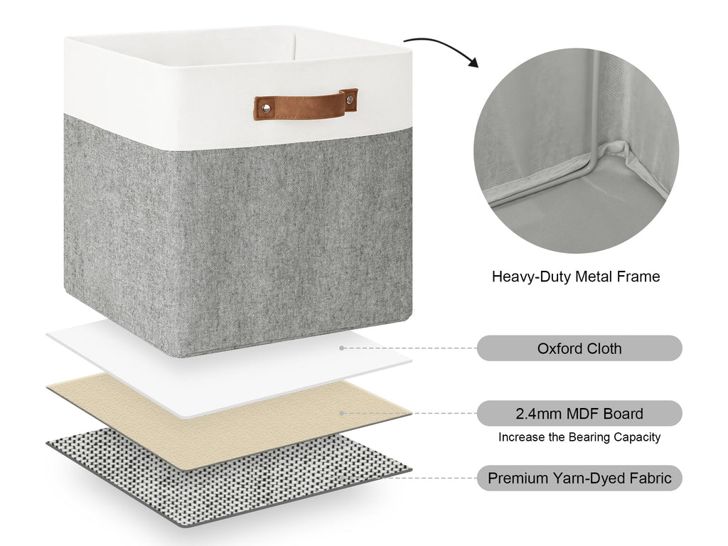 13x13 Inches Storage Cube, Fabric Storage Bins with PU Handles