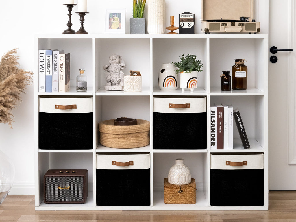 13x13 Inches Storage Cube, Fabric Storage Bins with PU Handles