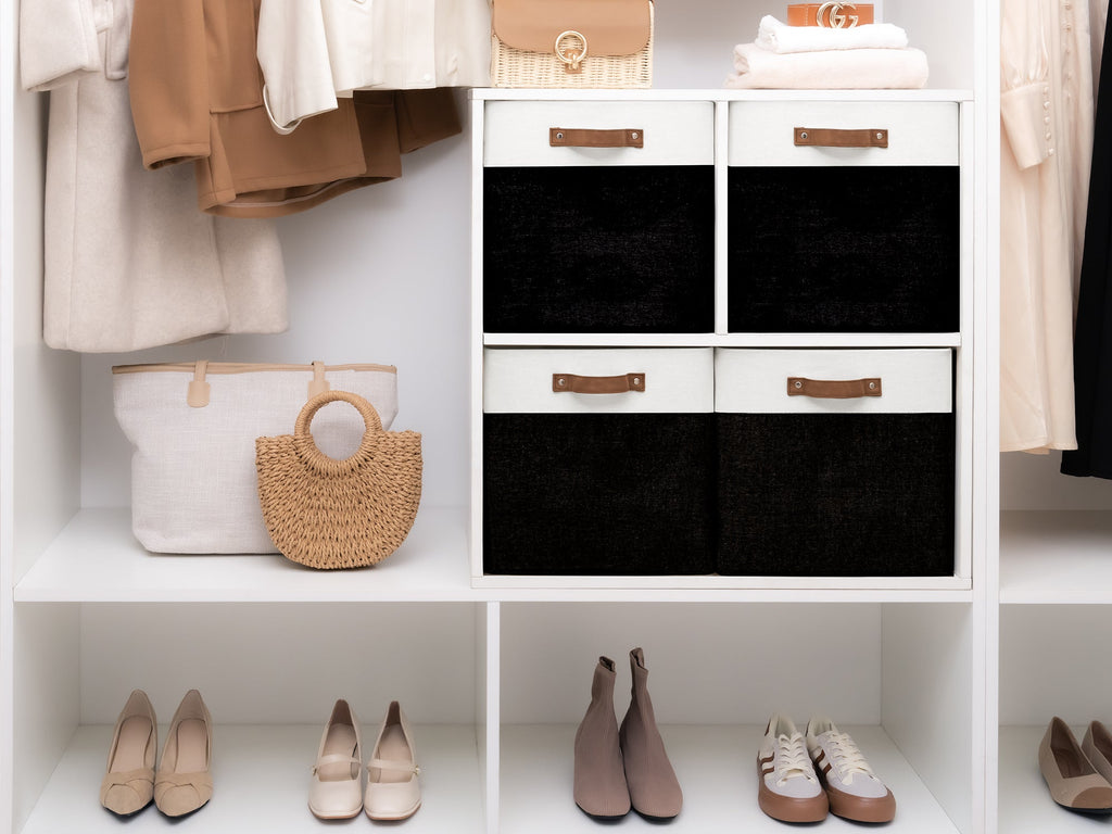 13x13 Inches Storage Cube, Fabric Storage Bins with PU Handles