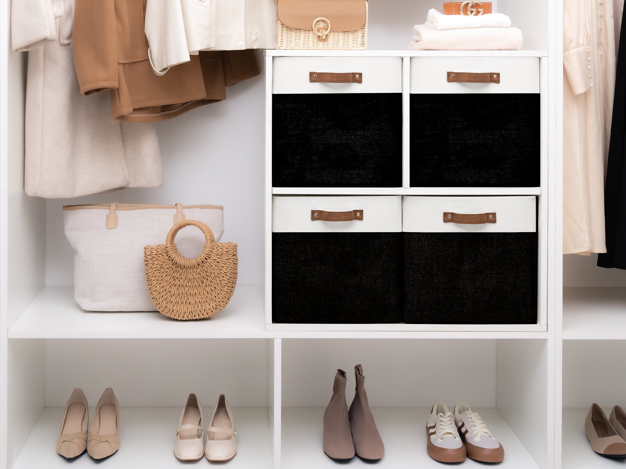 13x13 Inches Storage Cube, Fabric Storage Bins with PU Handles