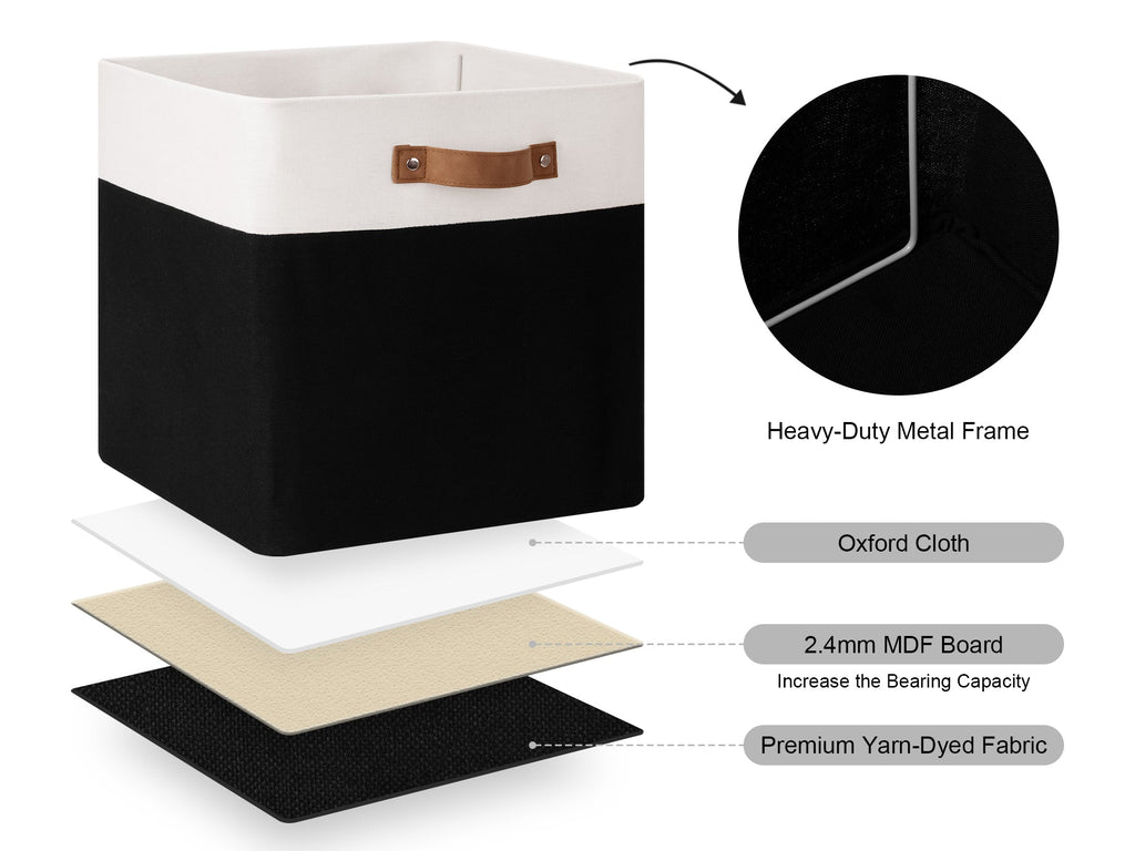 13x13 Inches Storage Cube, Fabric Storage Bins with PU Handles