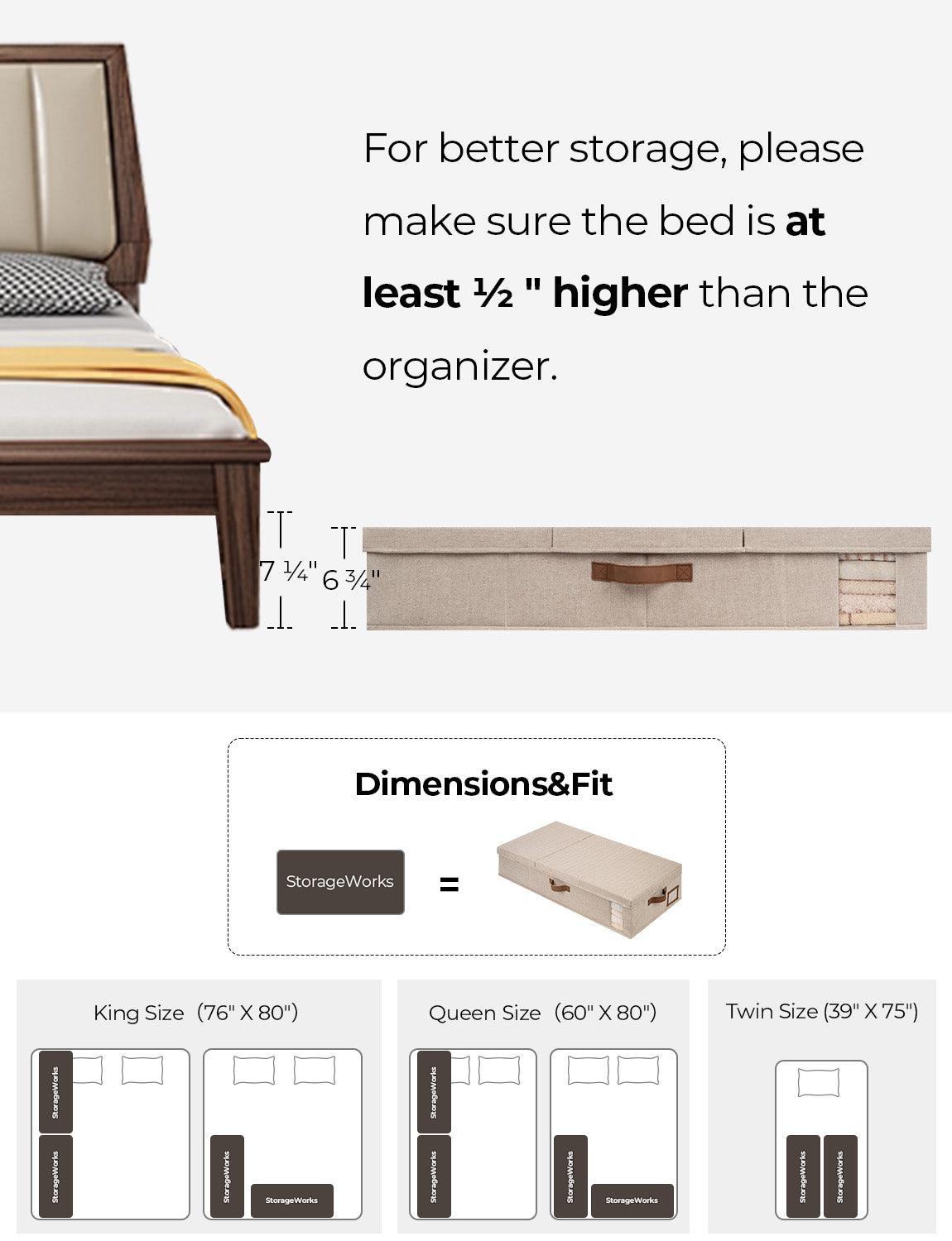 Under Bed Storage Bins with Lids, 2 Pack