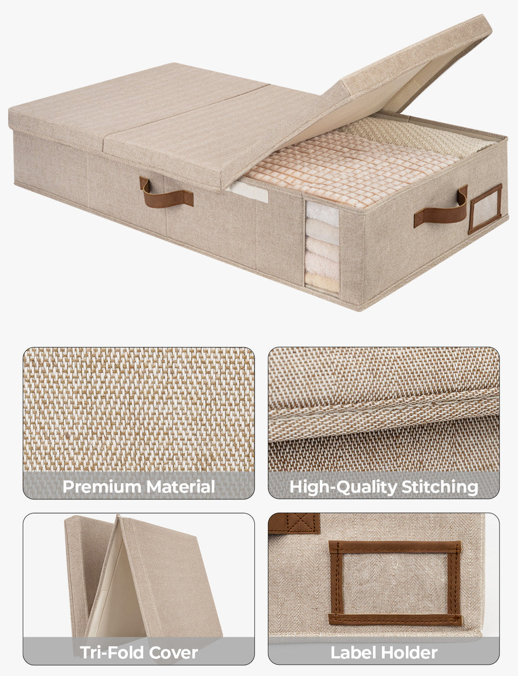 Under Bed Storage Bins with Lids, 2 Pack