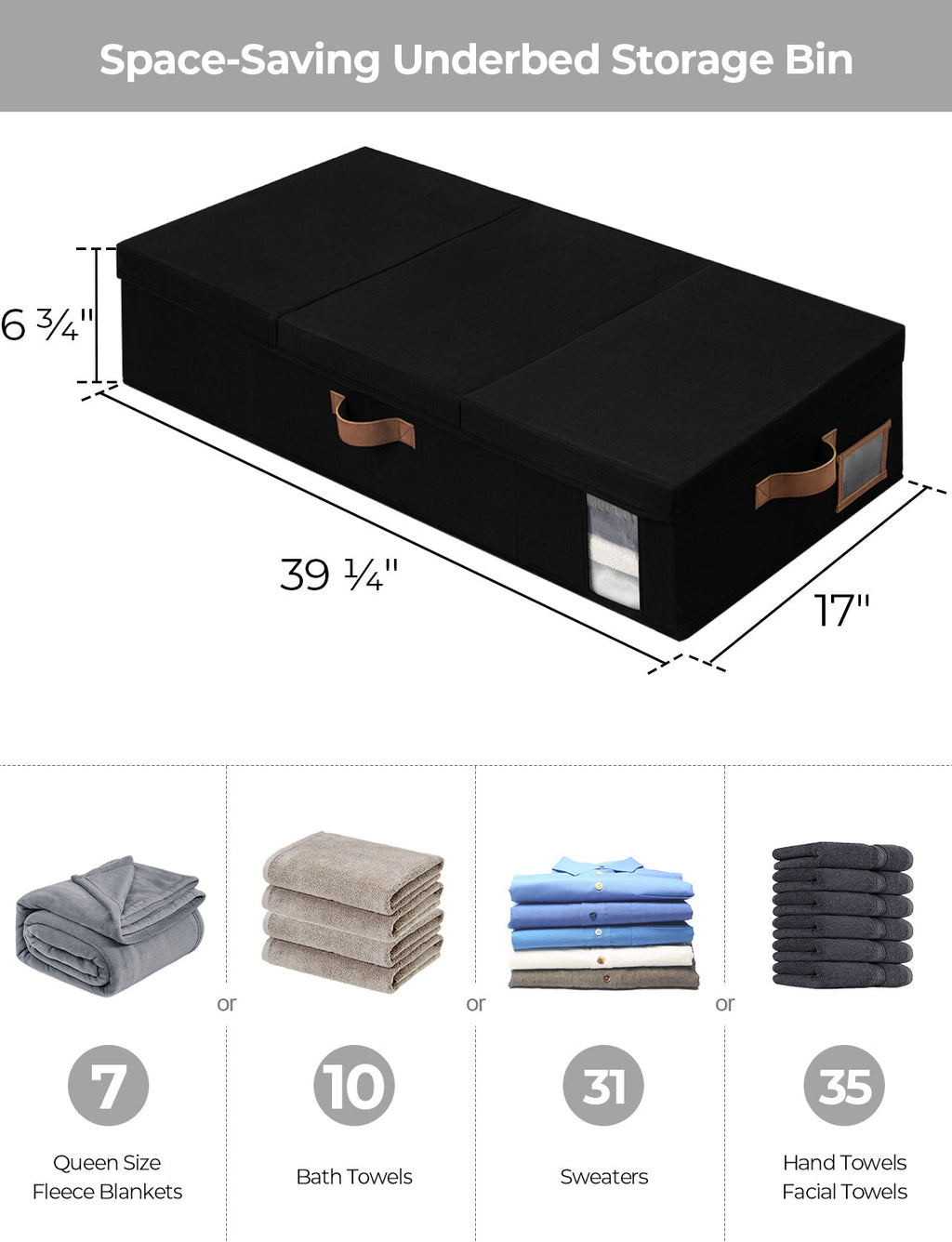 Under Bed Storage Bins with Lids, 2 Pack