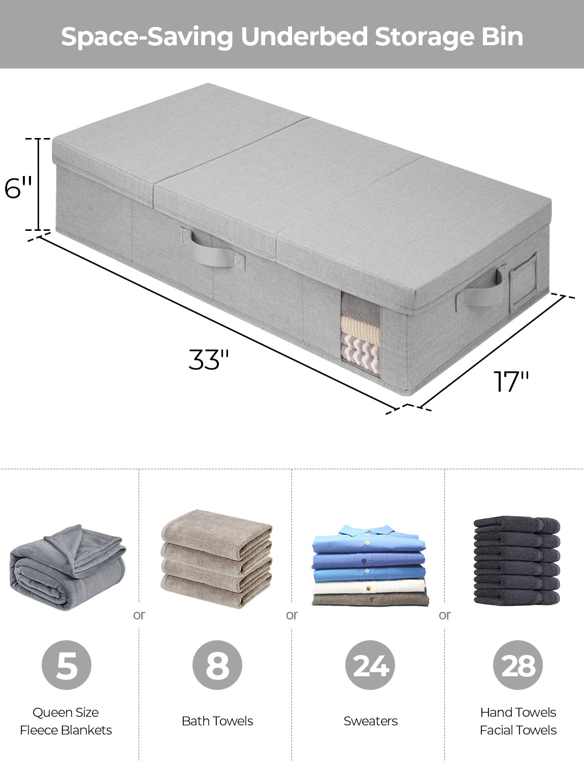 Under Bed Storage Bins with Lids, 2 Pack